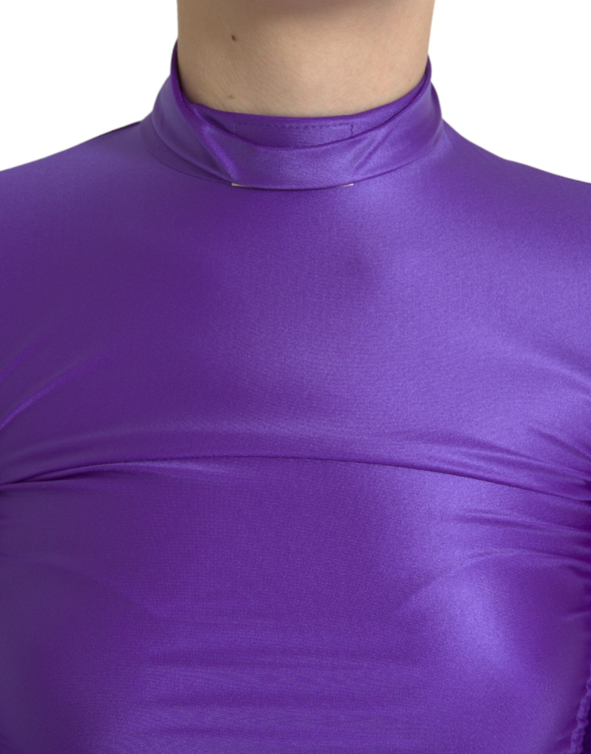 Purple Nylon Stretch Slim Long Sleeves Top Dolce & Gabbana