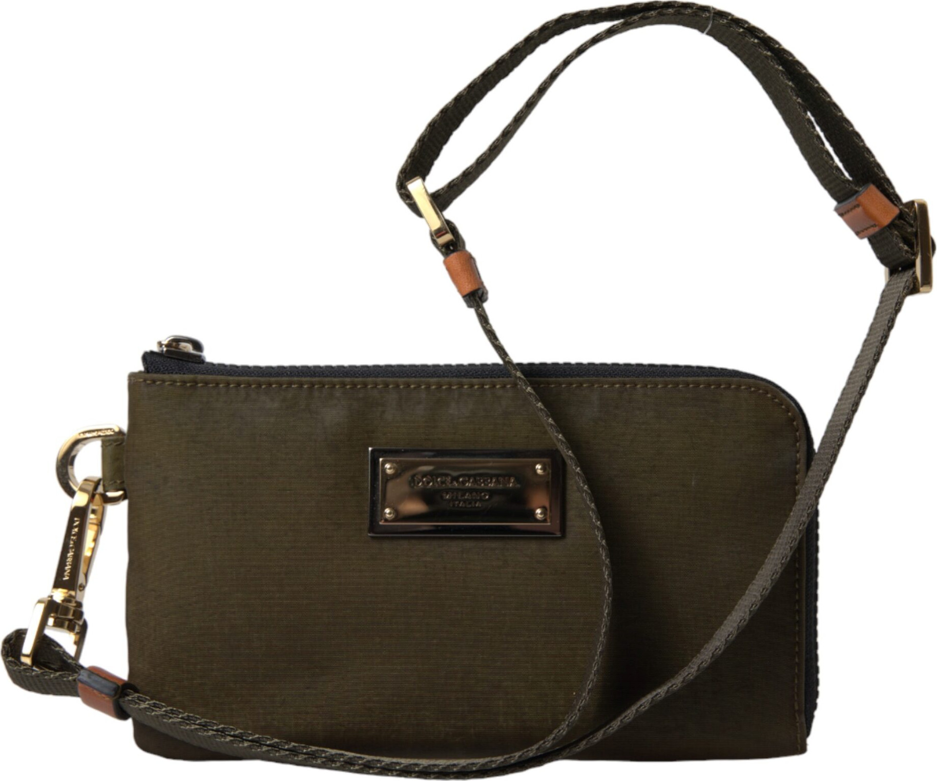 Pouch Dolce & Gabbana Элегантный Темно-зеленый Нейлон-Кожа