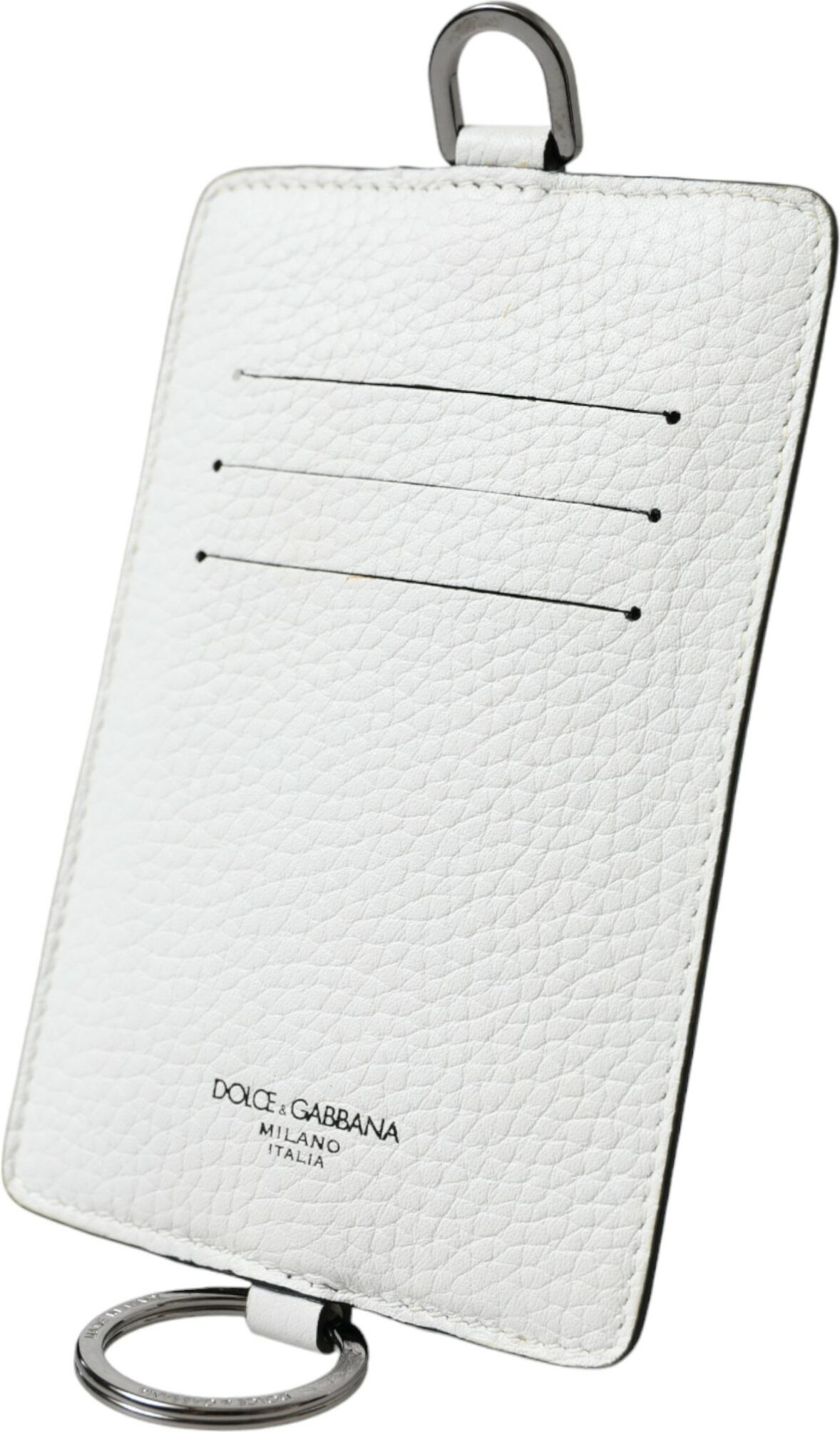 Dolce & Gabbana hamyon Oq mol terisi logotipi tasmali karta ushlagichi