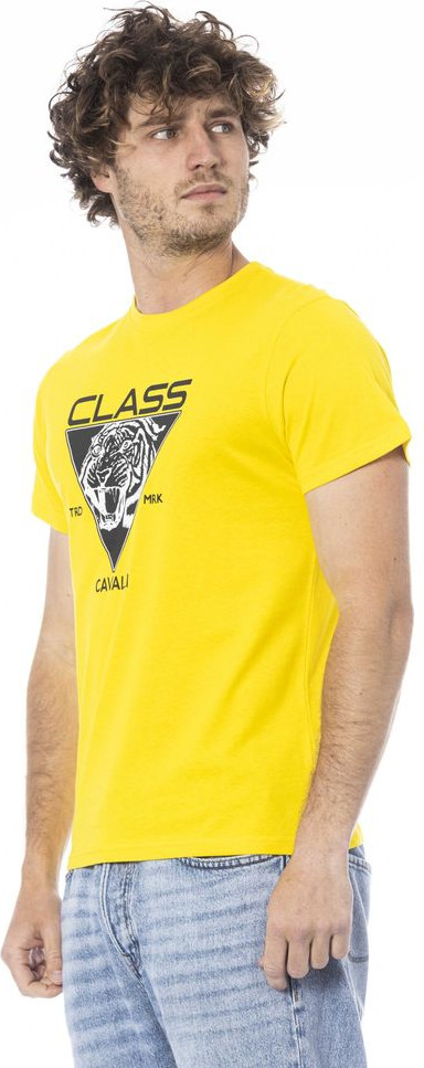 Cavalli Class Yellow Cotton T-Shirt