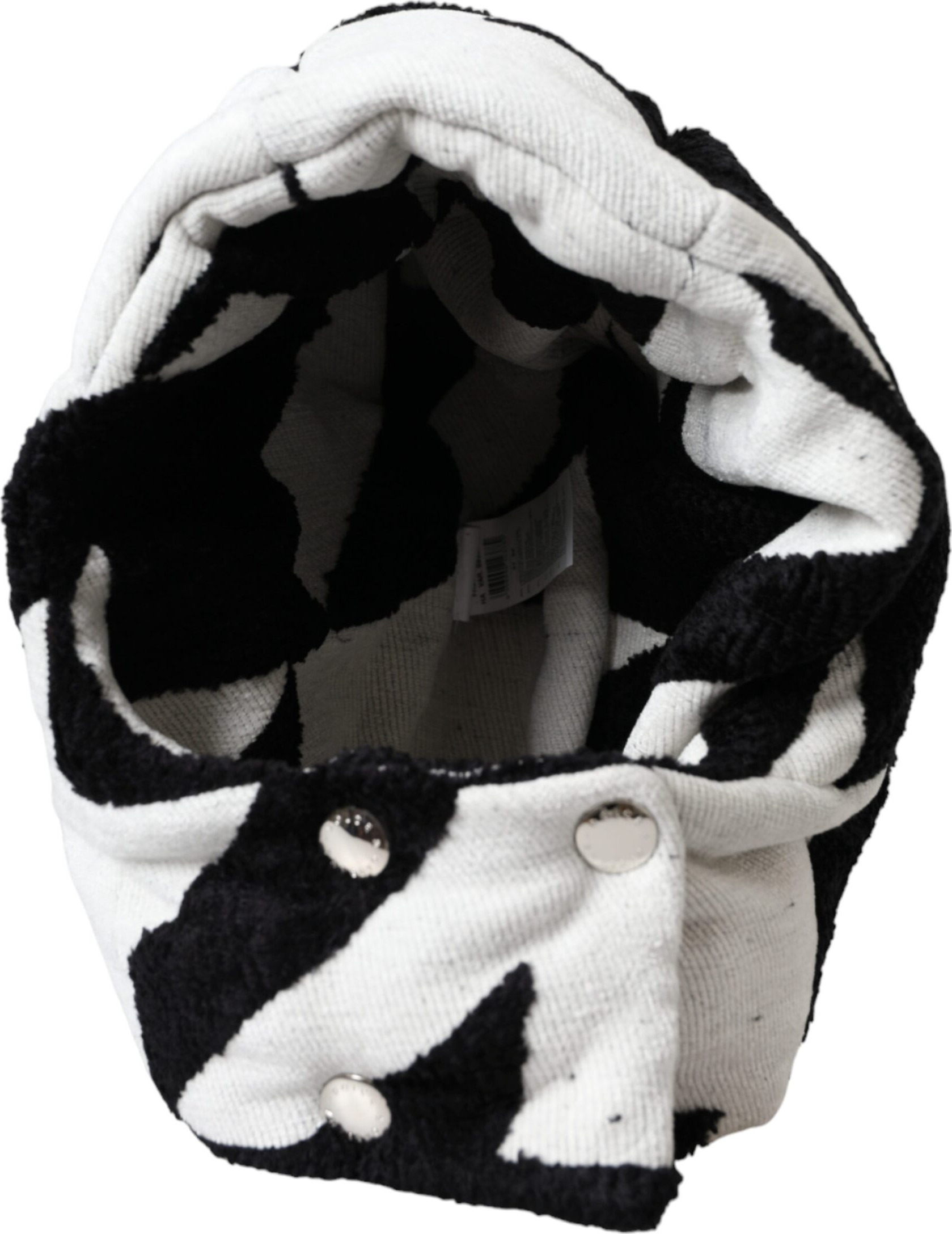 Hat Dolce & Gabbana Black White Wool Whole Head Wrap Hat