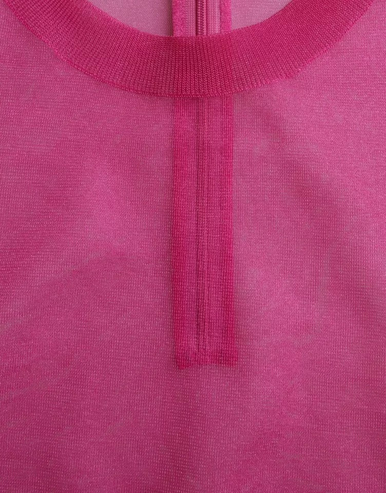 Pink Transparent Crewneck Long Sleeves Top Dolce & Gabbana