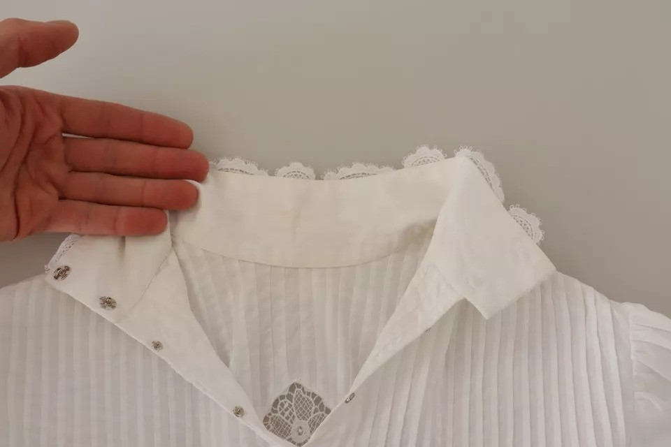 Oq paxta dantel detallar bilanTurtle Neck ko'ylak Dolce & Gabbana