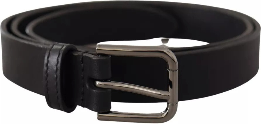 BelT Dolce & Gabbana Qora Yog'li Teri Klassik Metall Logotip Tokali Kemer