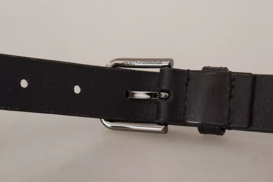 BelT Dolce & Gabbana Qora Yog'li Teri Klassik Metall Logotip Tokali Kemer