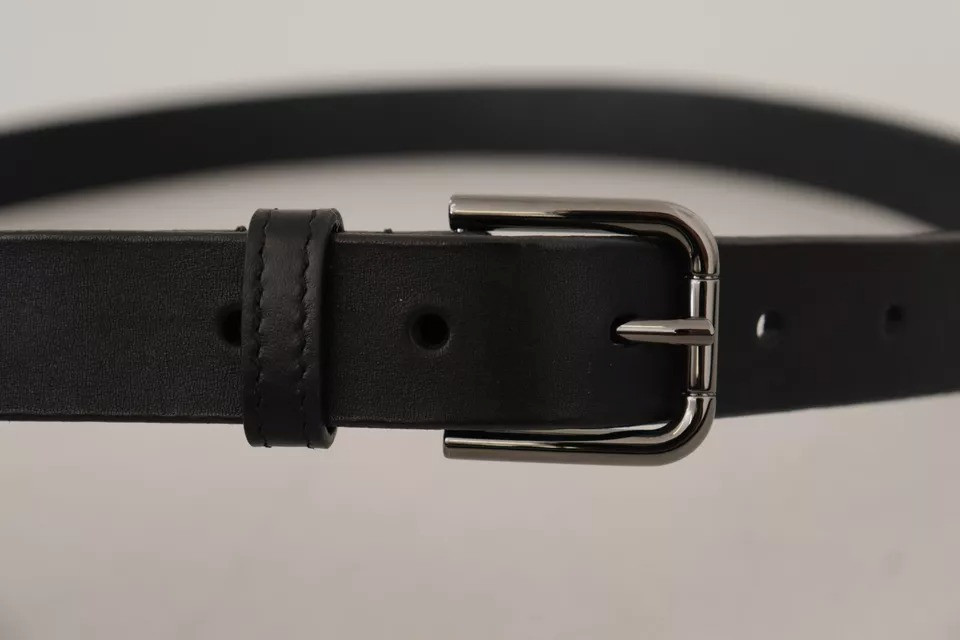 BelT Dolce & Gabbana Qora Yog'li Teri Klassik Metall Logotip Tokali Kemer