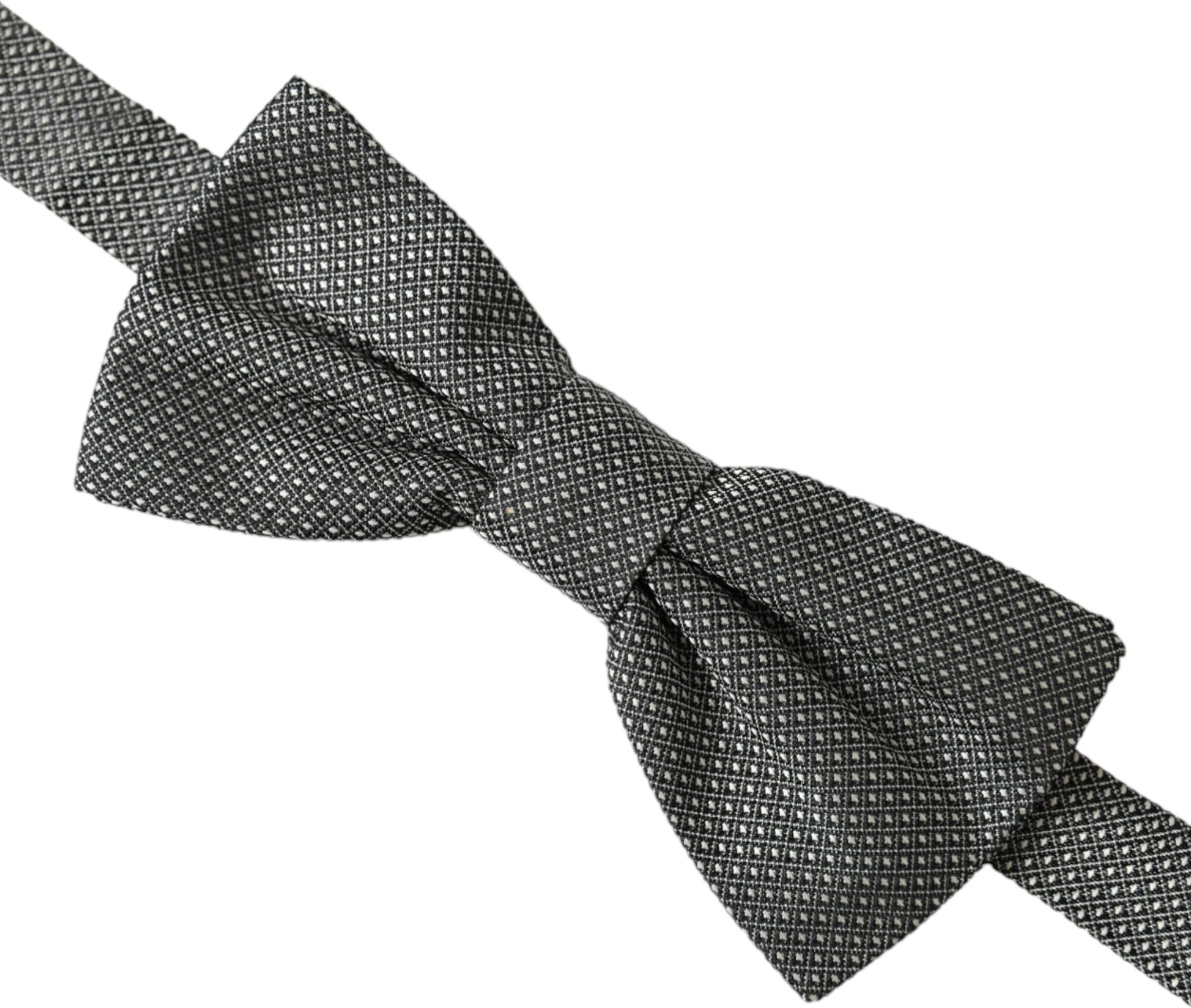Bow Tie Dolce & Gabbana Gray Silk Patterned Adjustable Neck Men