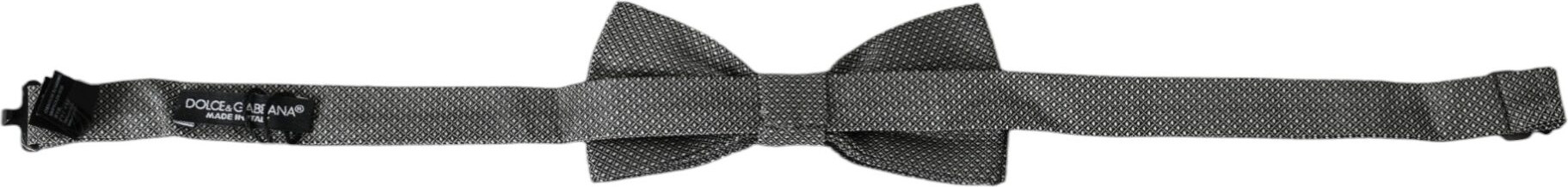 Bow Tie Dolce & Gabbana Gray Silk Patterned Adjustable Neck Men
