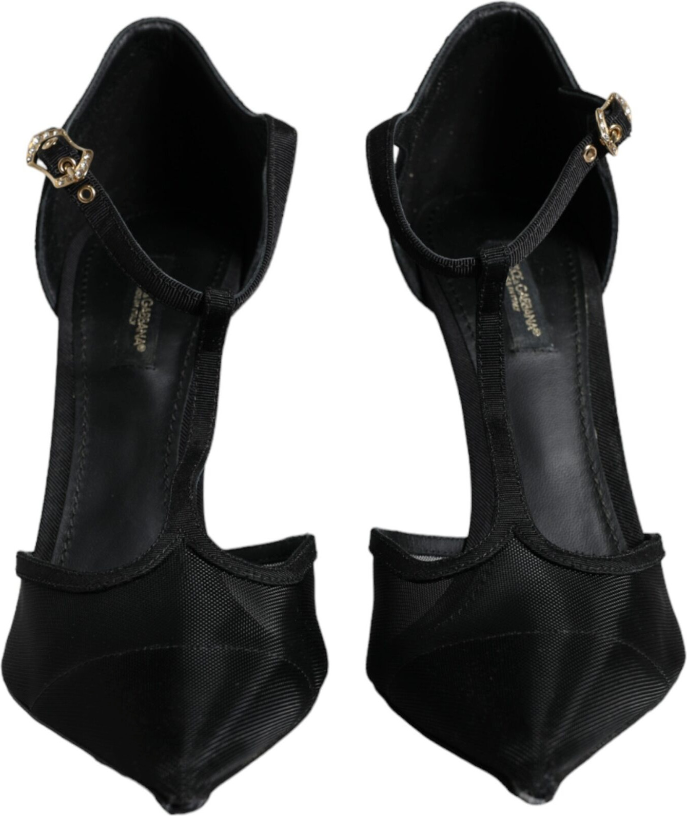 Black Mesh T-strap Stiletto High Heels Shoes Dolce & Gabbana