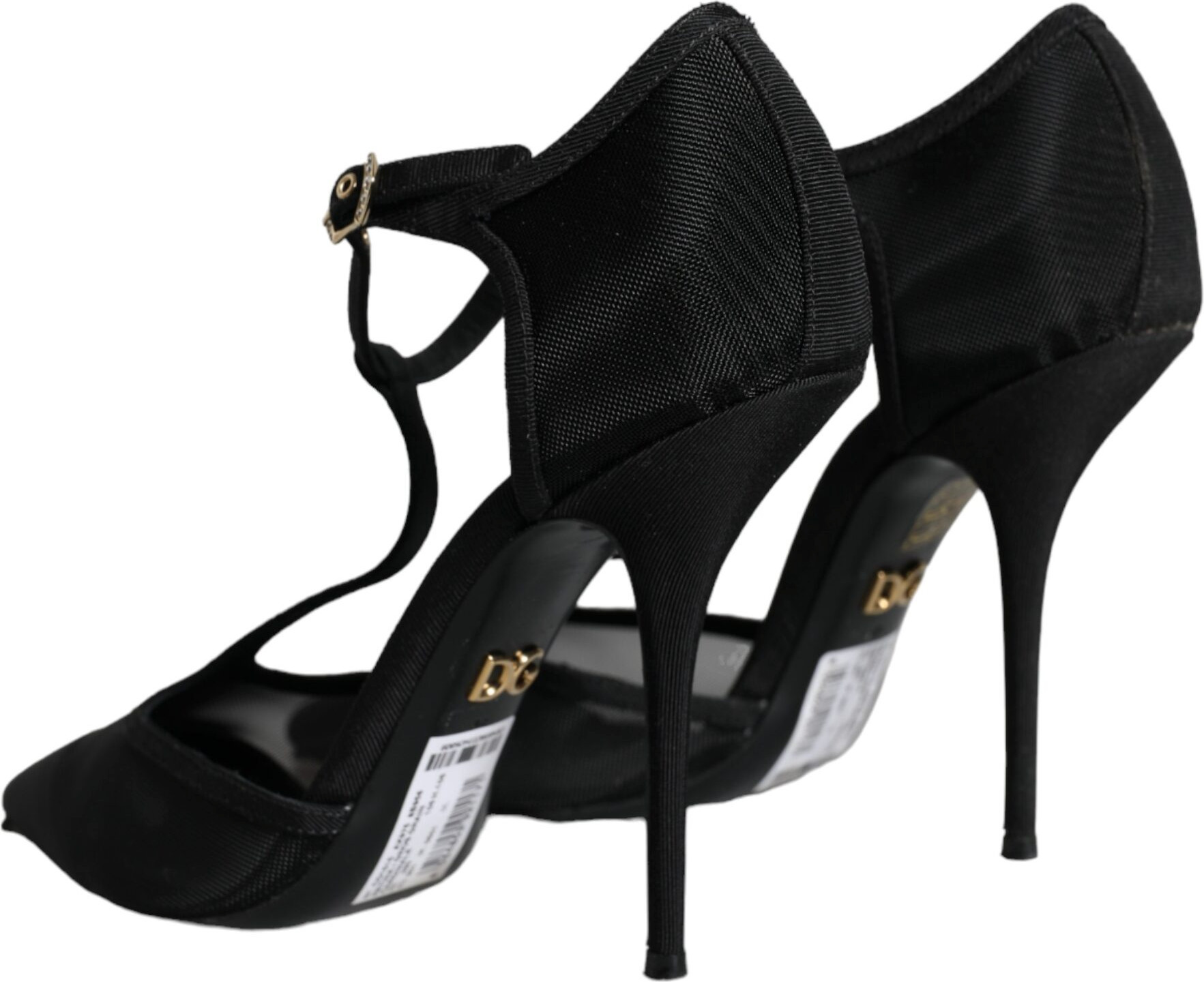 Black Mesh T-strap Stiletto High Heels Shoes Dolce & Gabbana