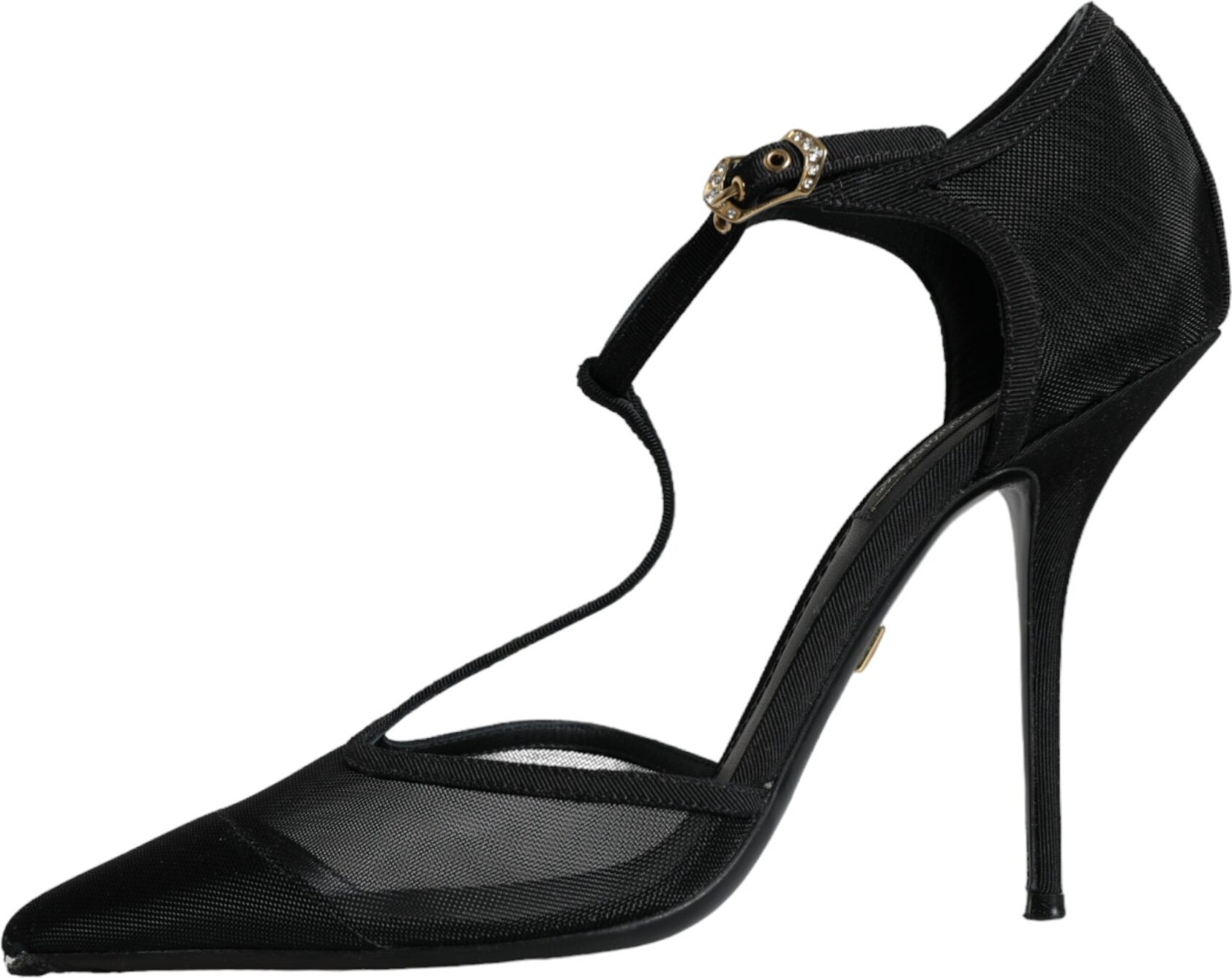 Black Mesh T-strap Stiletto High Heels Shoes Dolce & Gabbana