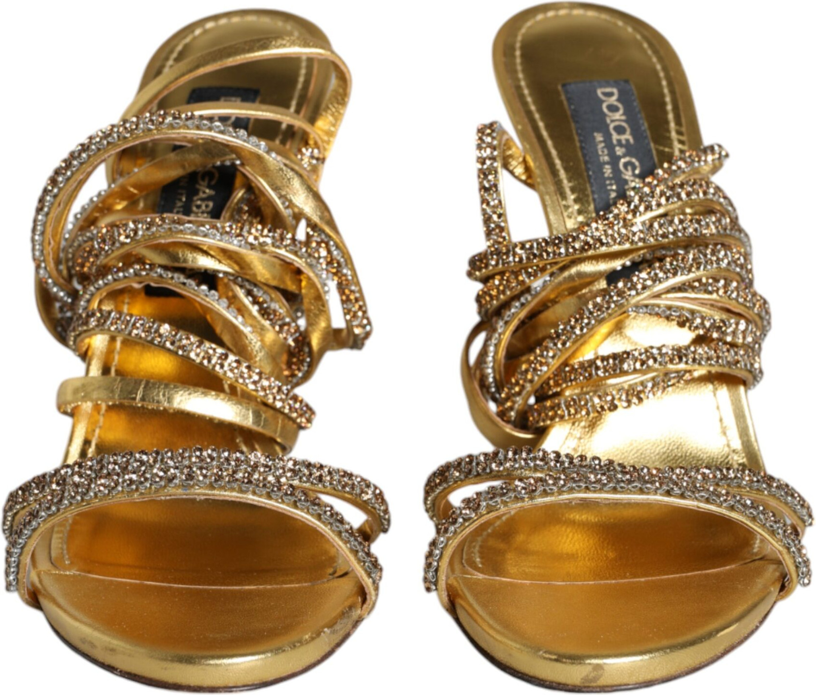 Dolce & Gabbana Gold Crystals Keira Heels Sandals Shoes