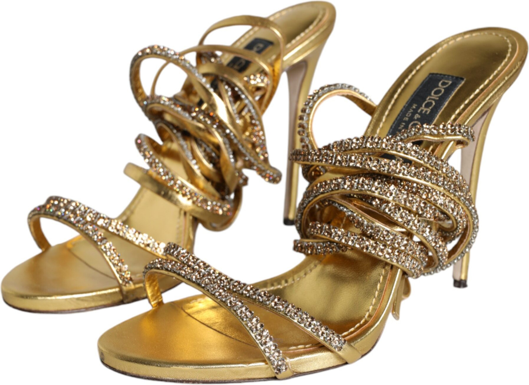 Dolce & Gabbana Gold Crystals Keira Heels Sandals Shoes