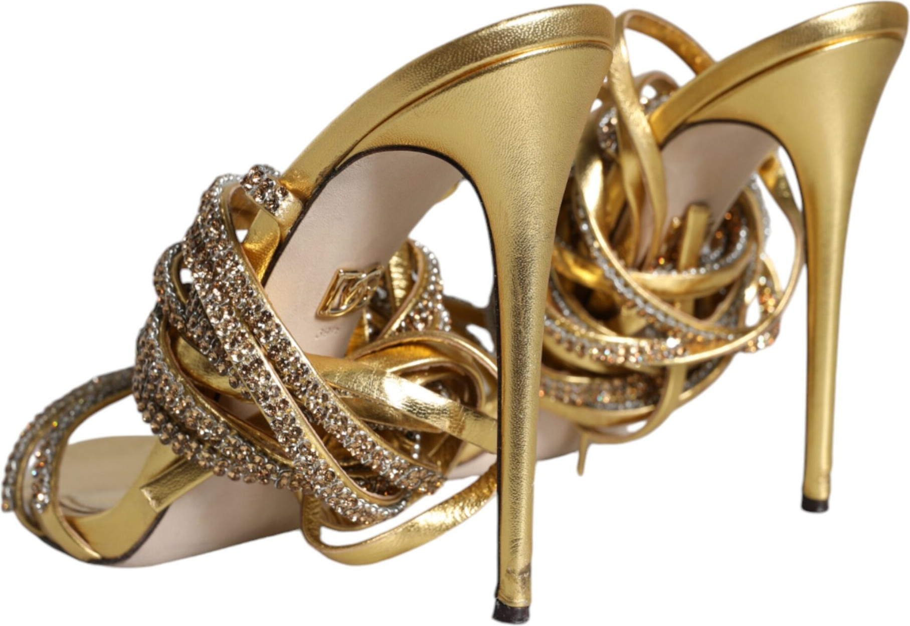 Dolce & Gabbana Gold Crystals Keira Heels Sandals Shoes