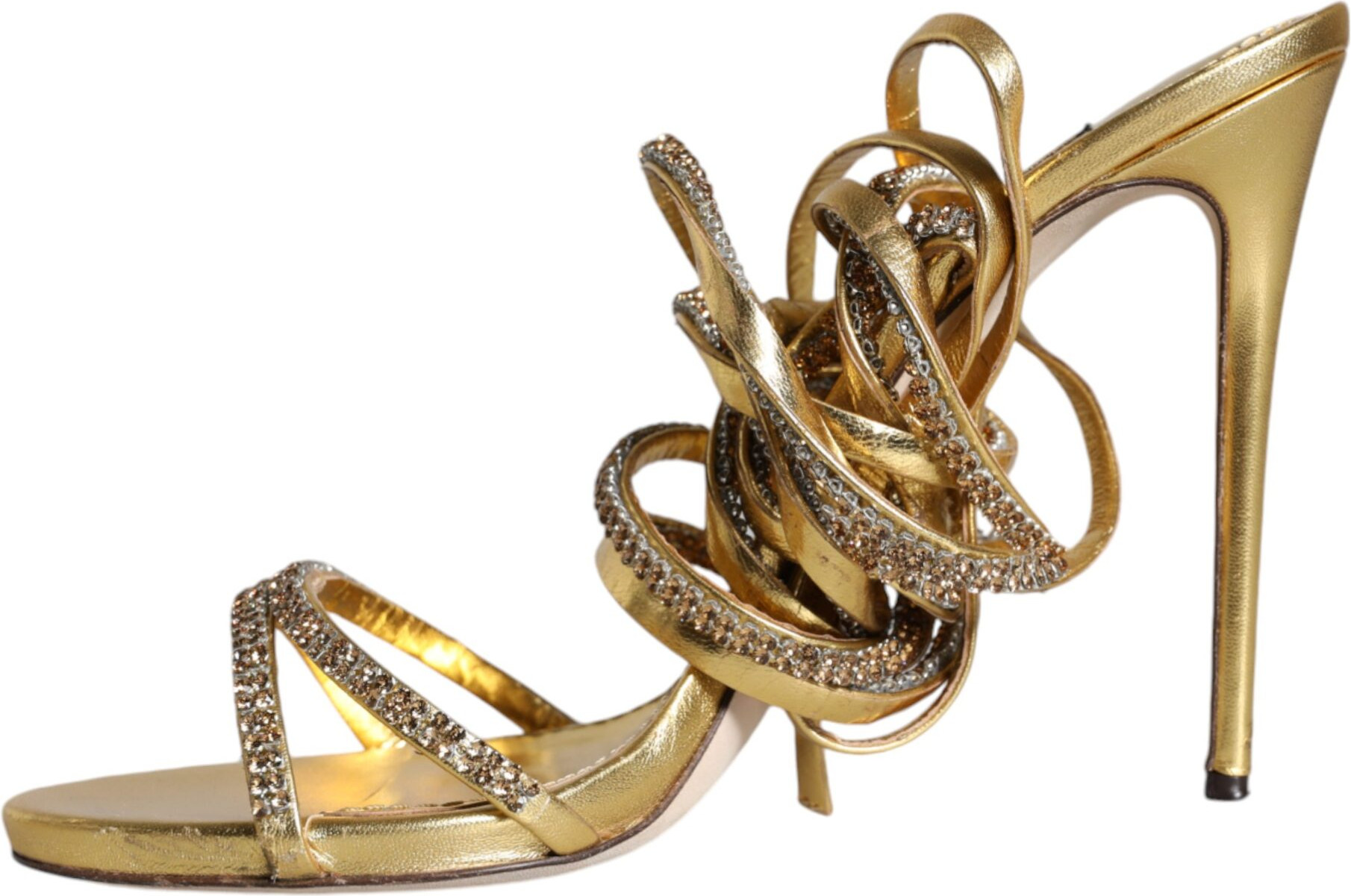 Dolce & Gabbana Gold Crystals Keira Heels Sandals Shoes