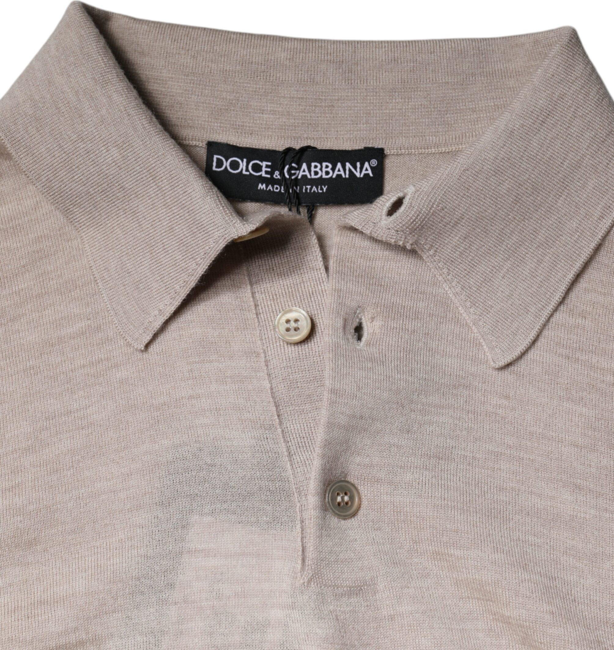 Свитер Dolce & Gabbana из кашемира с воротником, бежевый