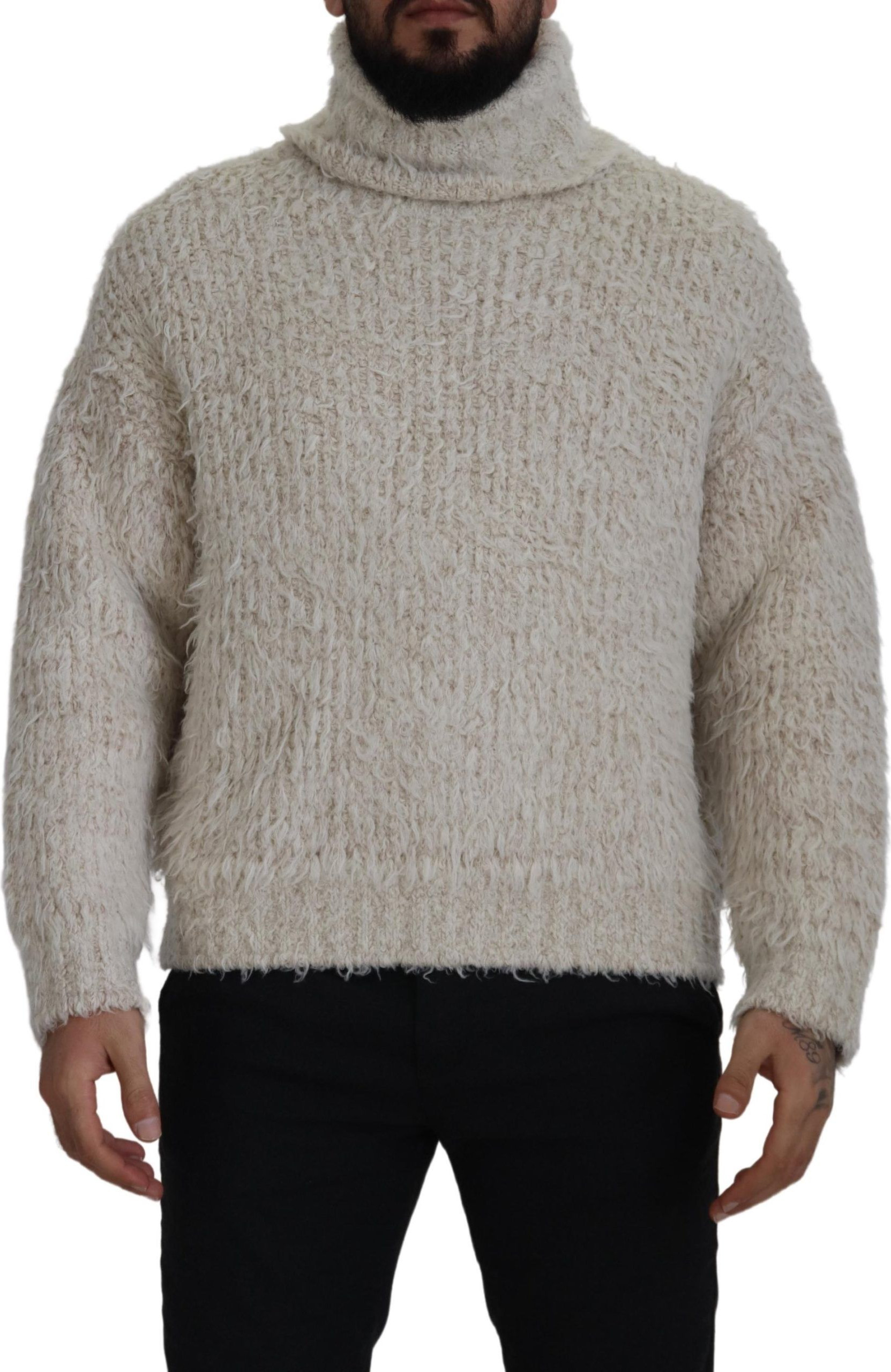 Cream Wool Knit Turtleneck Pullover Sweater Dolce & Gabbana