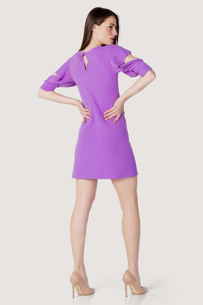 Purple Polyester Midi Dress