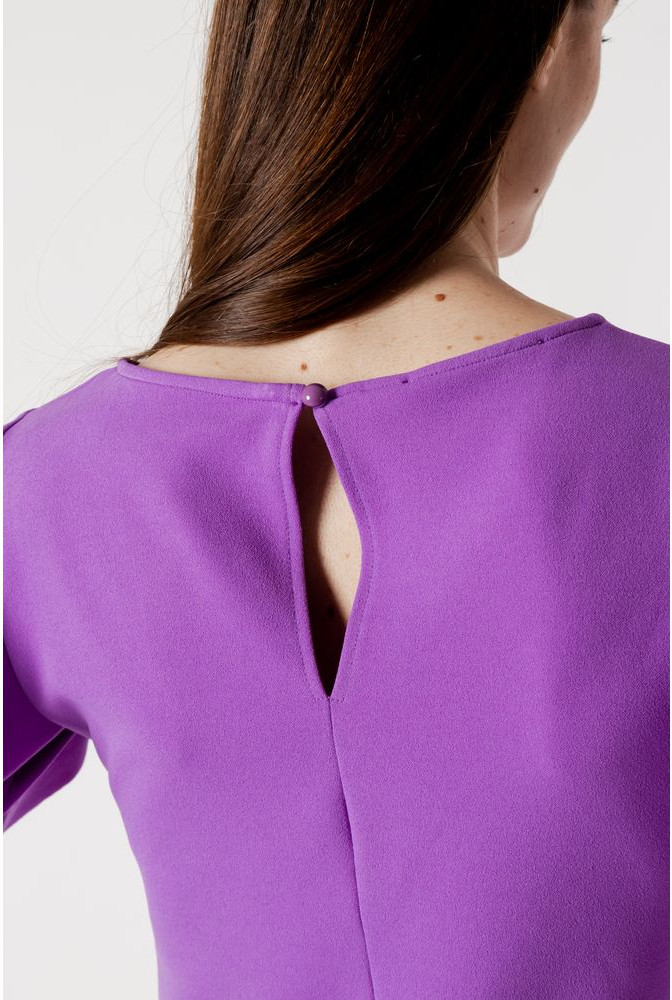 Purple Polyester Midi Dress