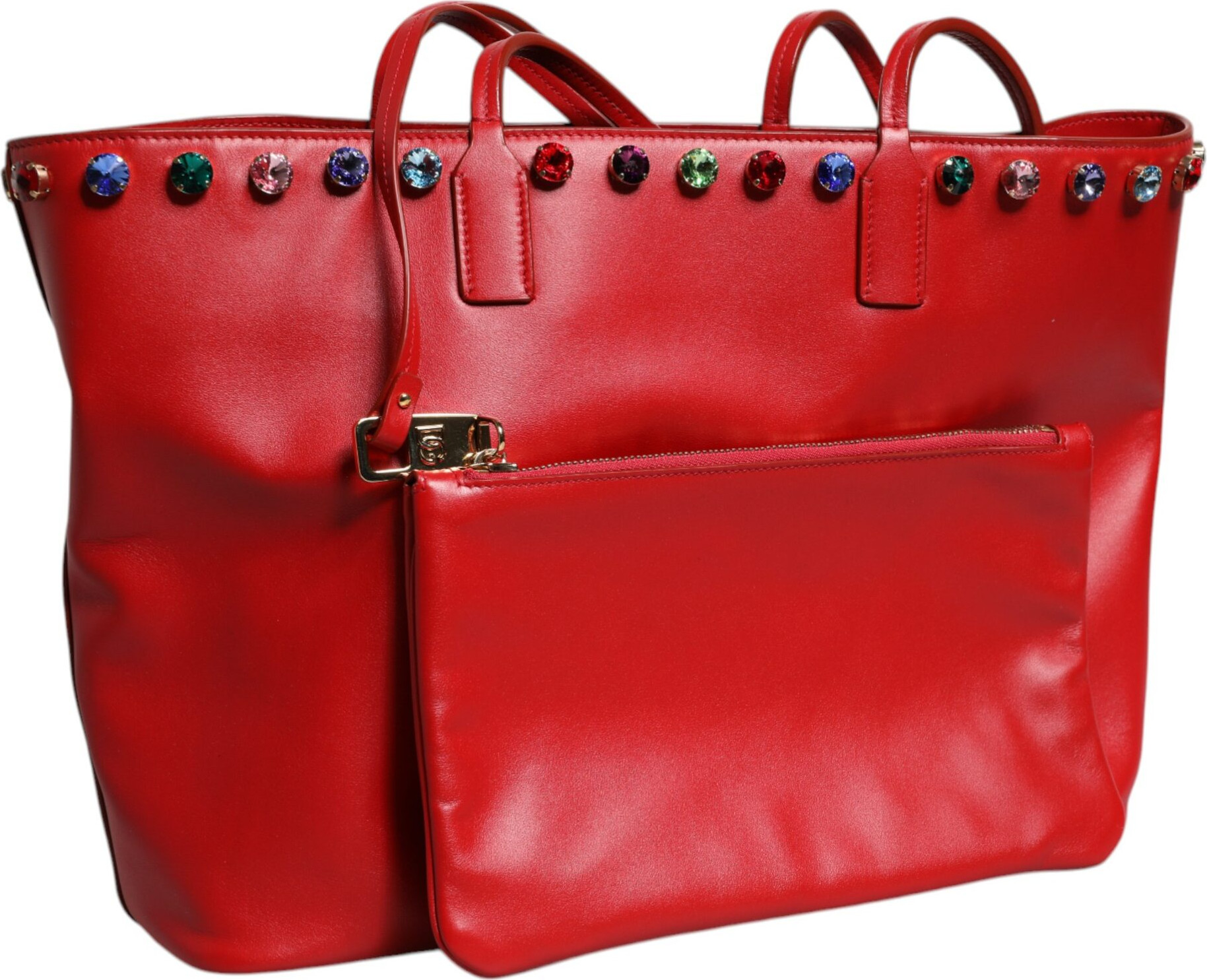 Dolce & Gabbana Qizilteri Crystall DG Logotipli "FEFE" Yelkali Tote Sumkasi