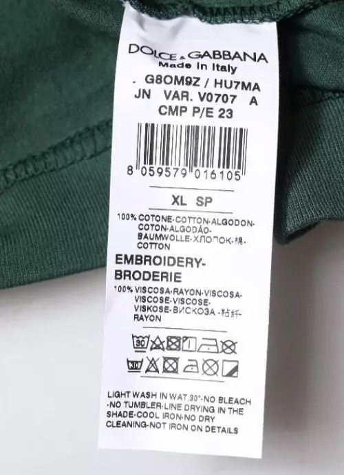 Dolce & Gabbana dan yengsiz, dumaloq bo'yinli, yashil rangli futbolka