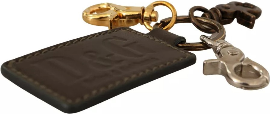 Kalit uzuk Dolce & Gabbana Yashil charmoli D&G Logotipli Metall Halqali Karabinli Anyahtuzuk