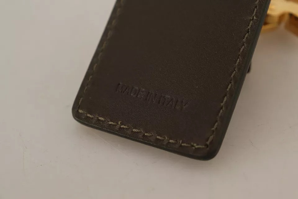 Kalit uzuk Dolce & Gabbana Yashil charmoli D&G Logotipli Metall Halqali Karabinli Anyahtuzuk