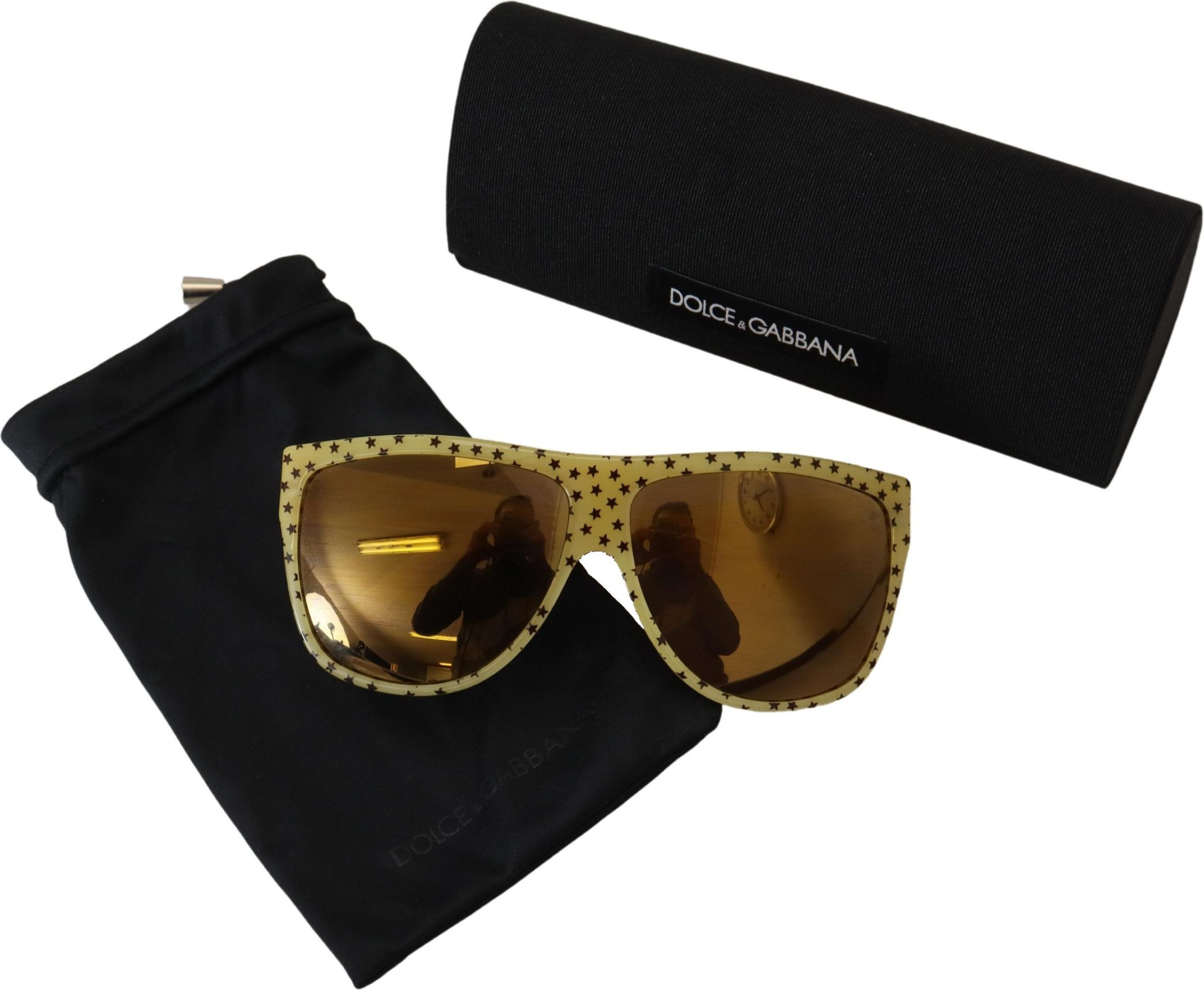 Sunglasses Dolce & Gabbana Yellow Stars Acetate Square Shades DG4125