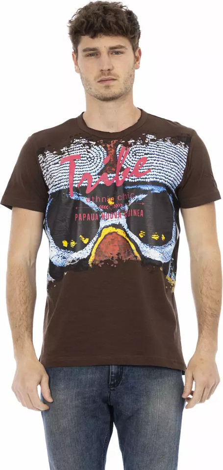 Brown Cotton Men T-Shirt