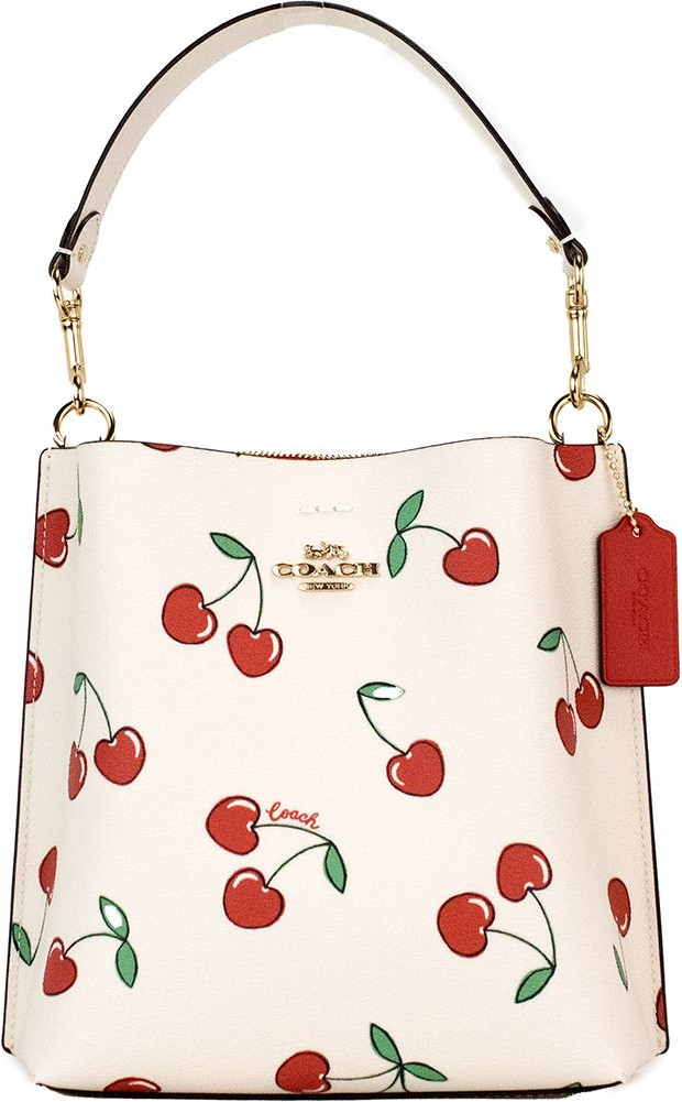 Сумка-ведро Coach Mollie Small Heart Cherry Print с покрытием из холста