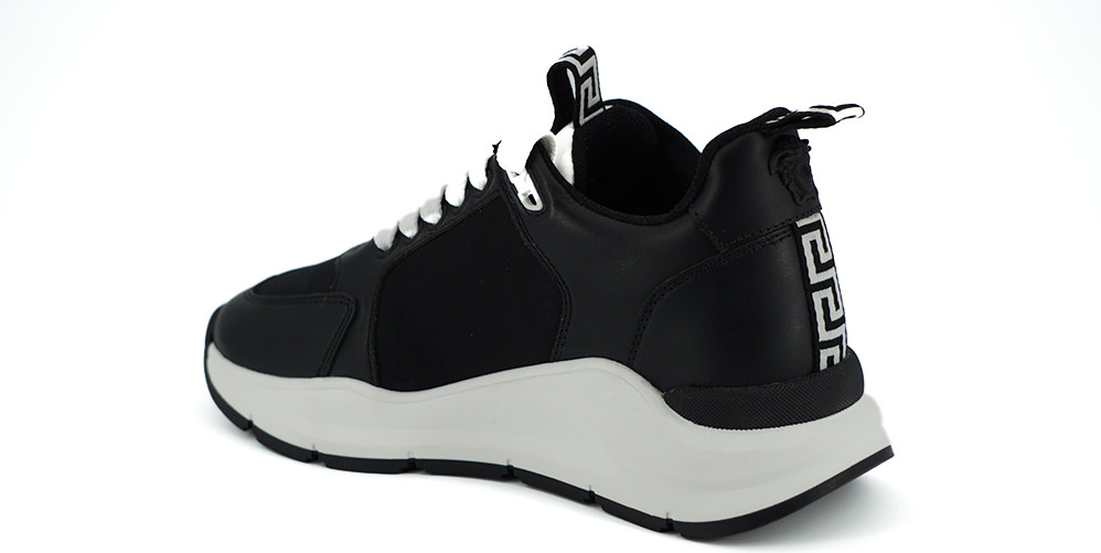 Sneakers Versace Black and White Calf Leather