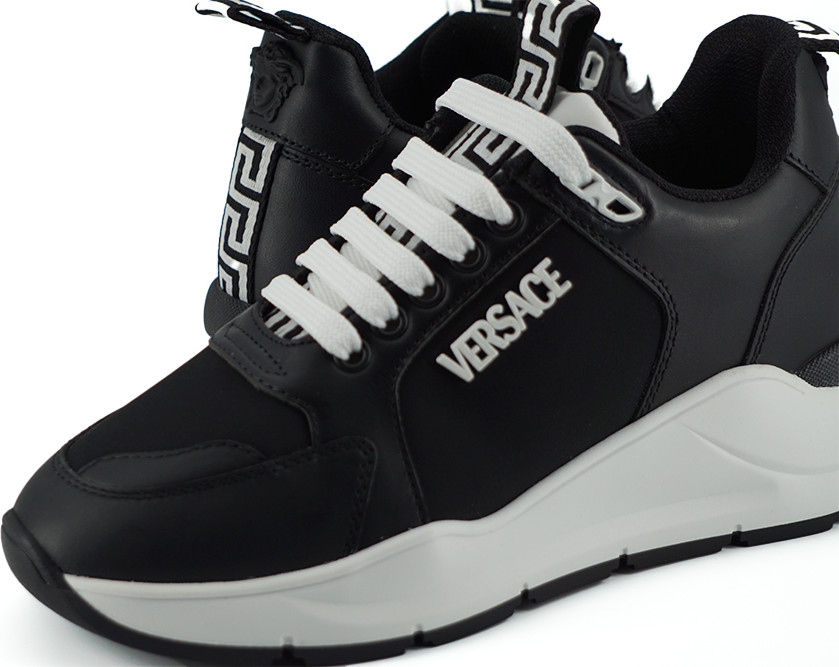 Sneakers Versace Black and White Calf Leather