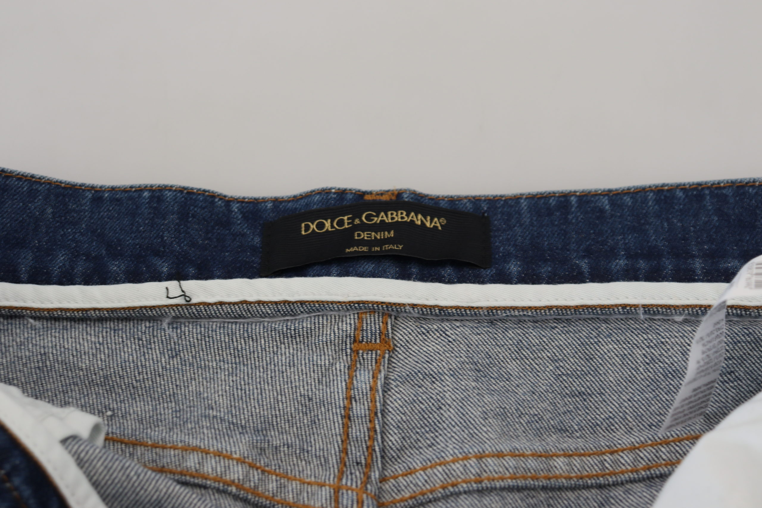 Blue Cotton High Waist Skinny Denim Jeans Dolce & Gabbana