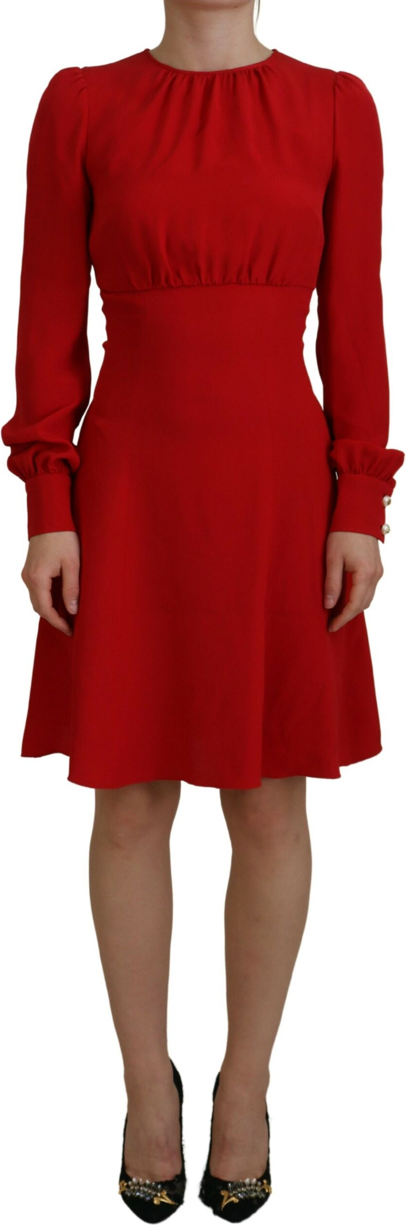 Красное шелковое платье-футляр А-силуэта длиной до колена Dolce & Gabbana