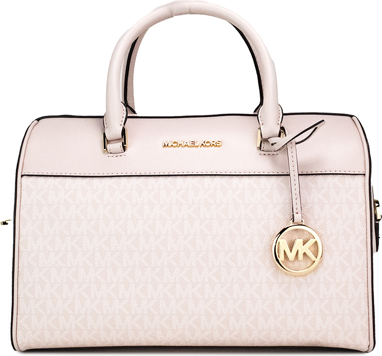 Crossbody Bag Michael Kors Travel Medium Light Powder Blush Signature PVC Duffle