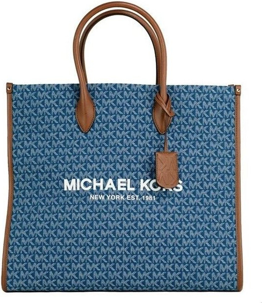 Tote Handbag Michael Kors Mirella Large Signature Denim Logo Canvas North South Tote Handbag