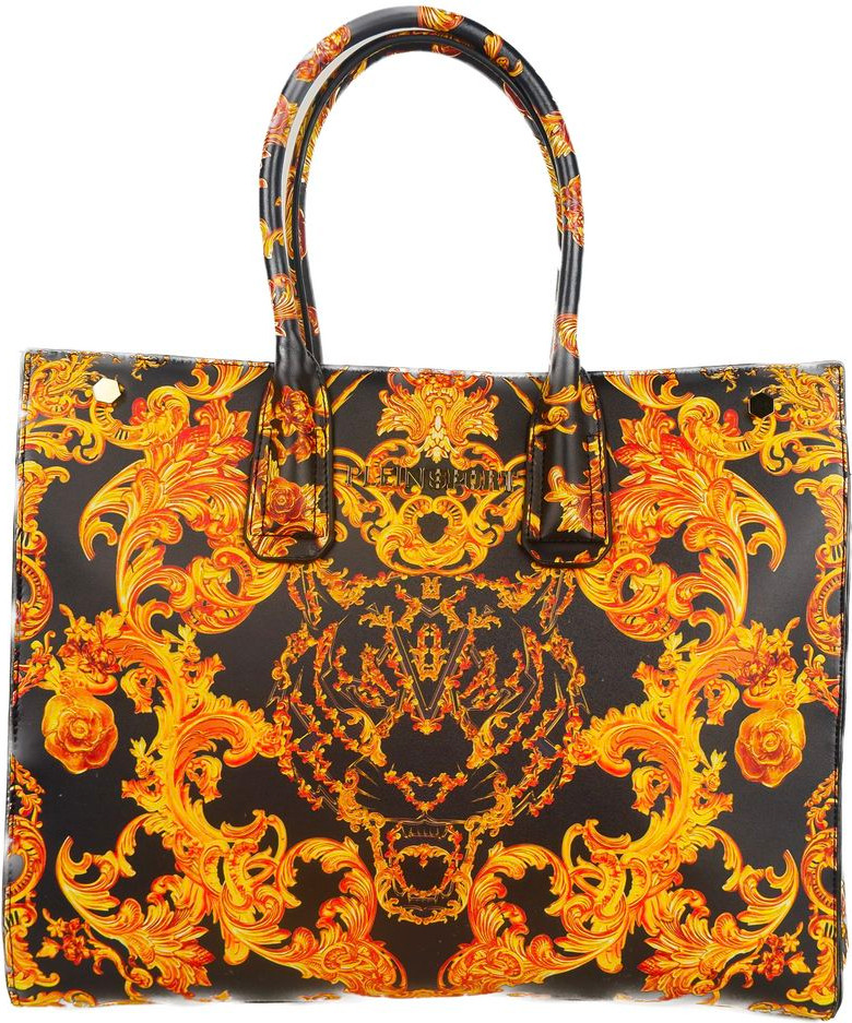 Plein Sport Elegant Black Shopper Bag with Golden Accents