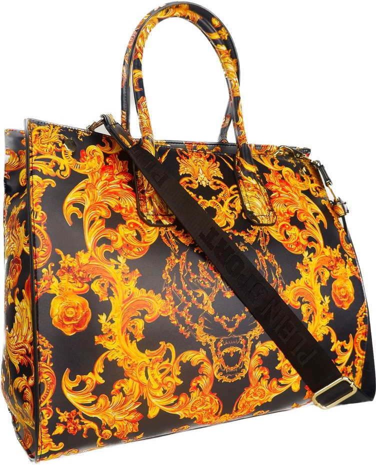 Plein Sport Elegant Black Shopper Bag with Golden Accents