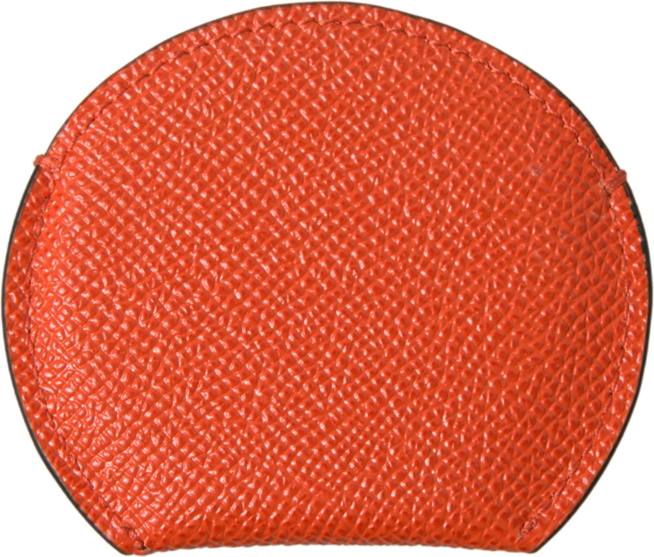 Hand Mirror Holder Dolce & Gabbana Orange Calfskin Leather Round Logo