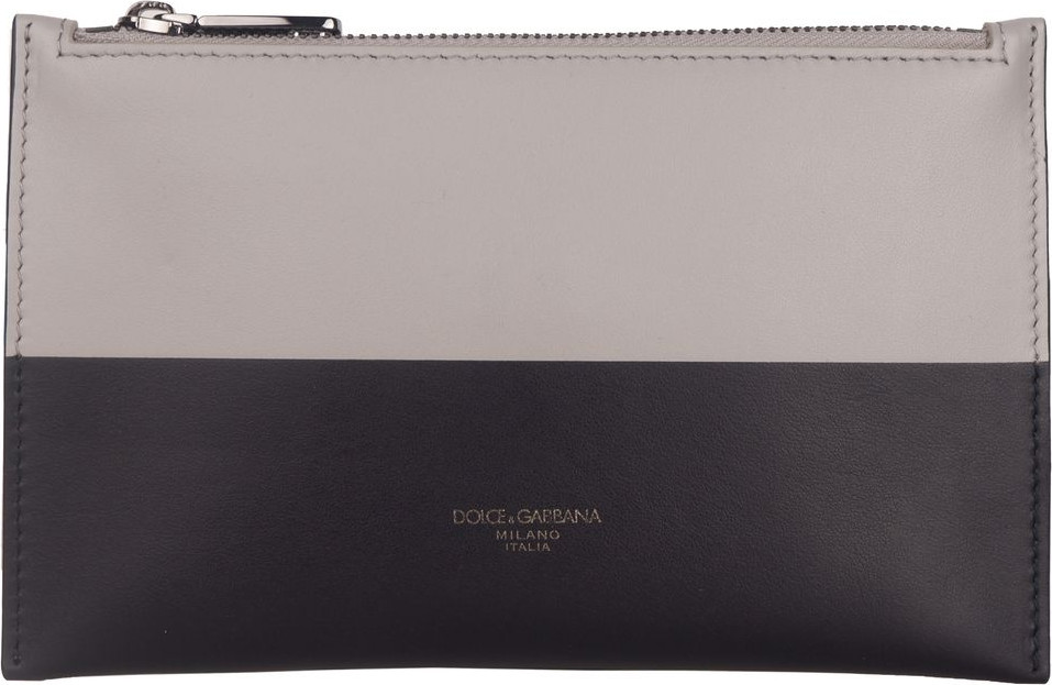Purse Dolce & Gabbana Italian Leather Clip-On Purse in Gray