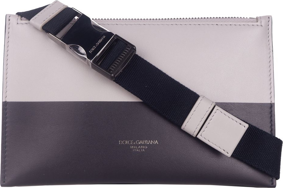 Purse Dolce & Gabbana Italian Leather Clip-On Purse in Gray