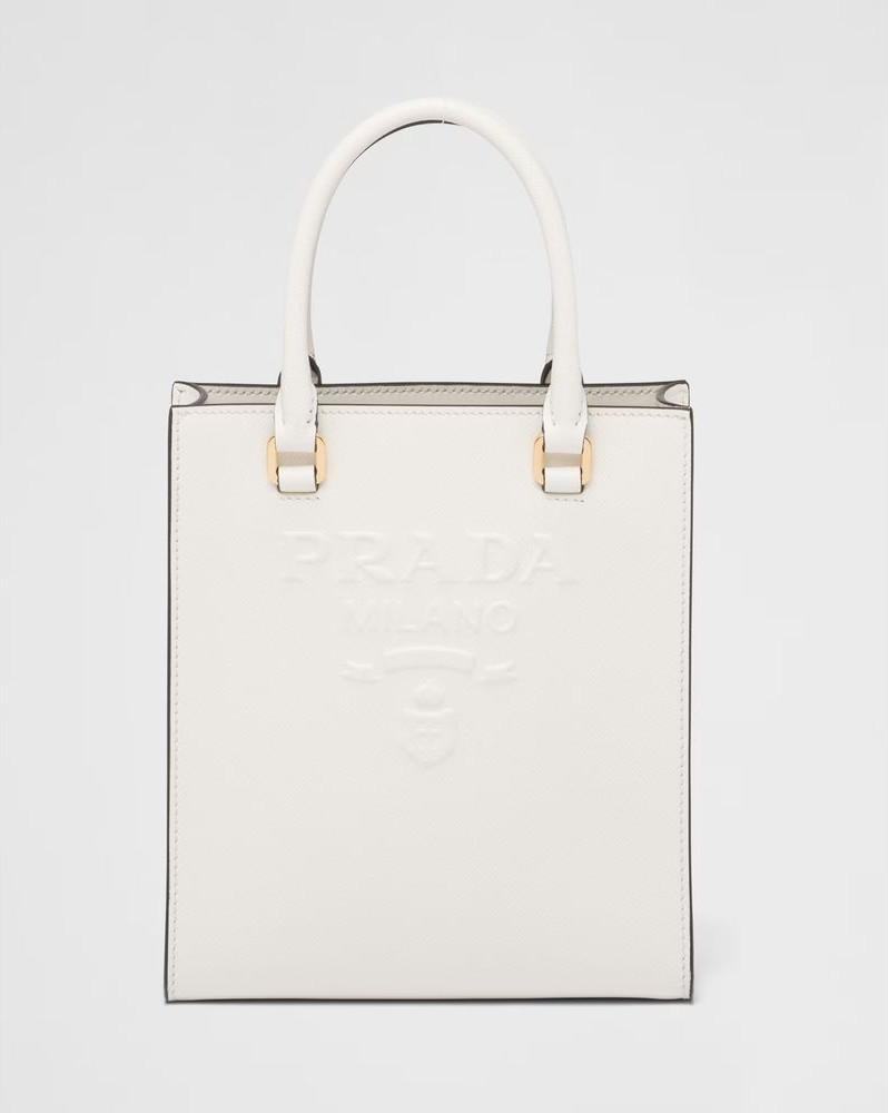 Сумка Prada Элегантная белая сумка из кожи Saffiano