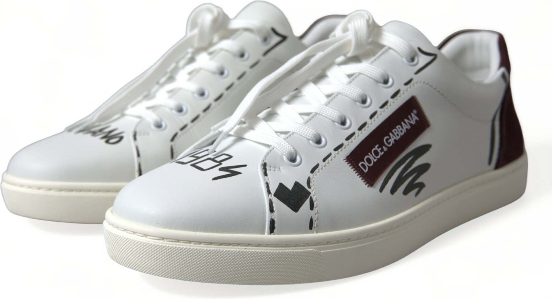 Dolce & Gabbana Pastavoy Krossovkalar Oq Bordeaux Charm Duga Belgisi