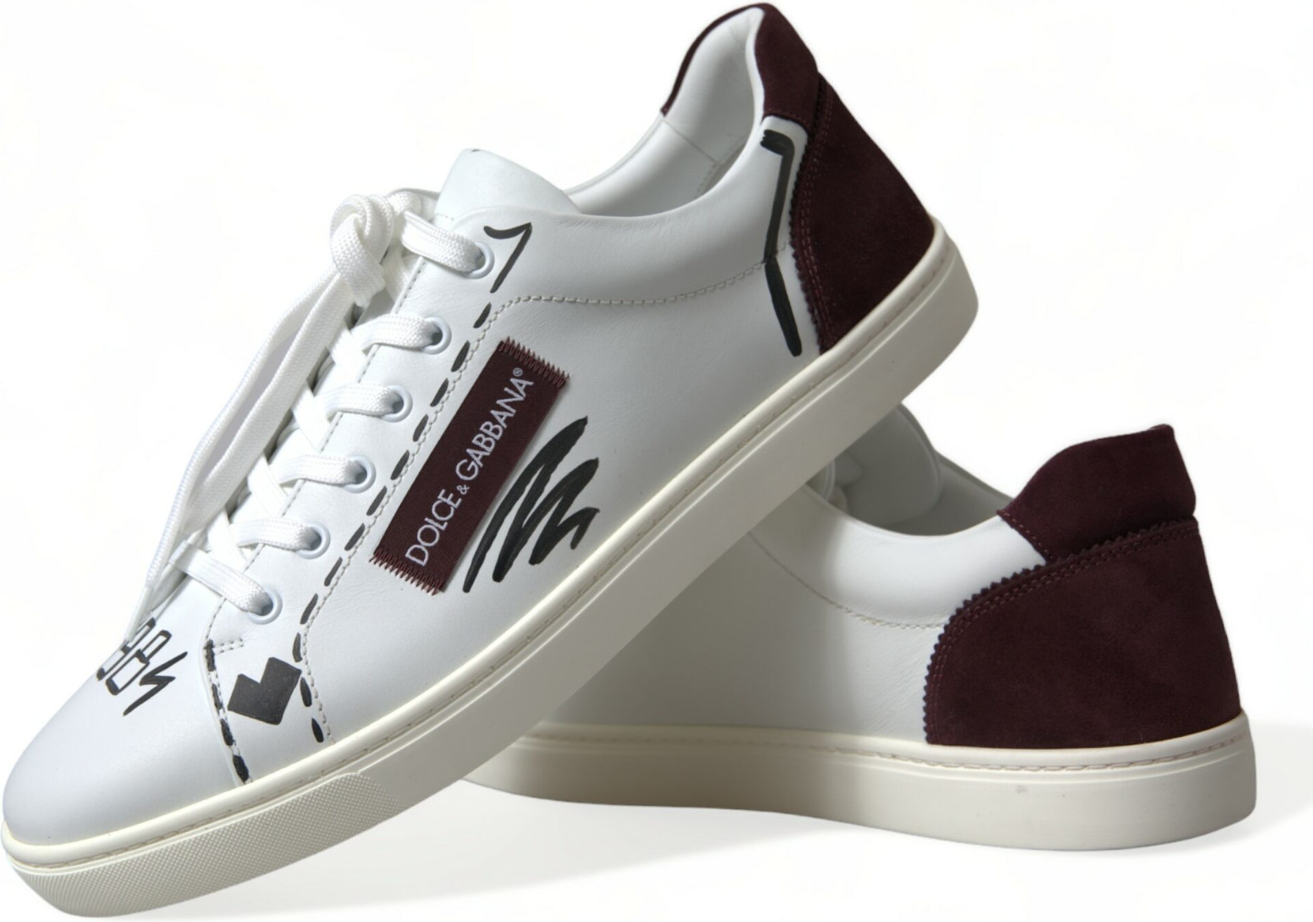 Dolce & Gabbana Pastavoy Krossovkalar Oq Bordeaux Charm Duga Belgisi