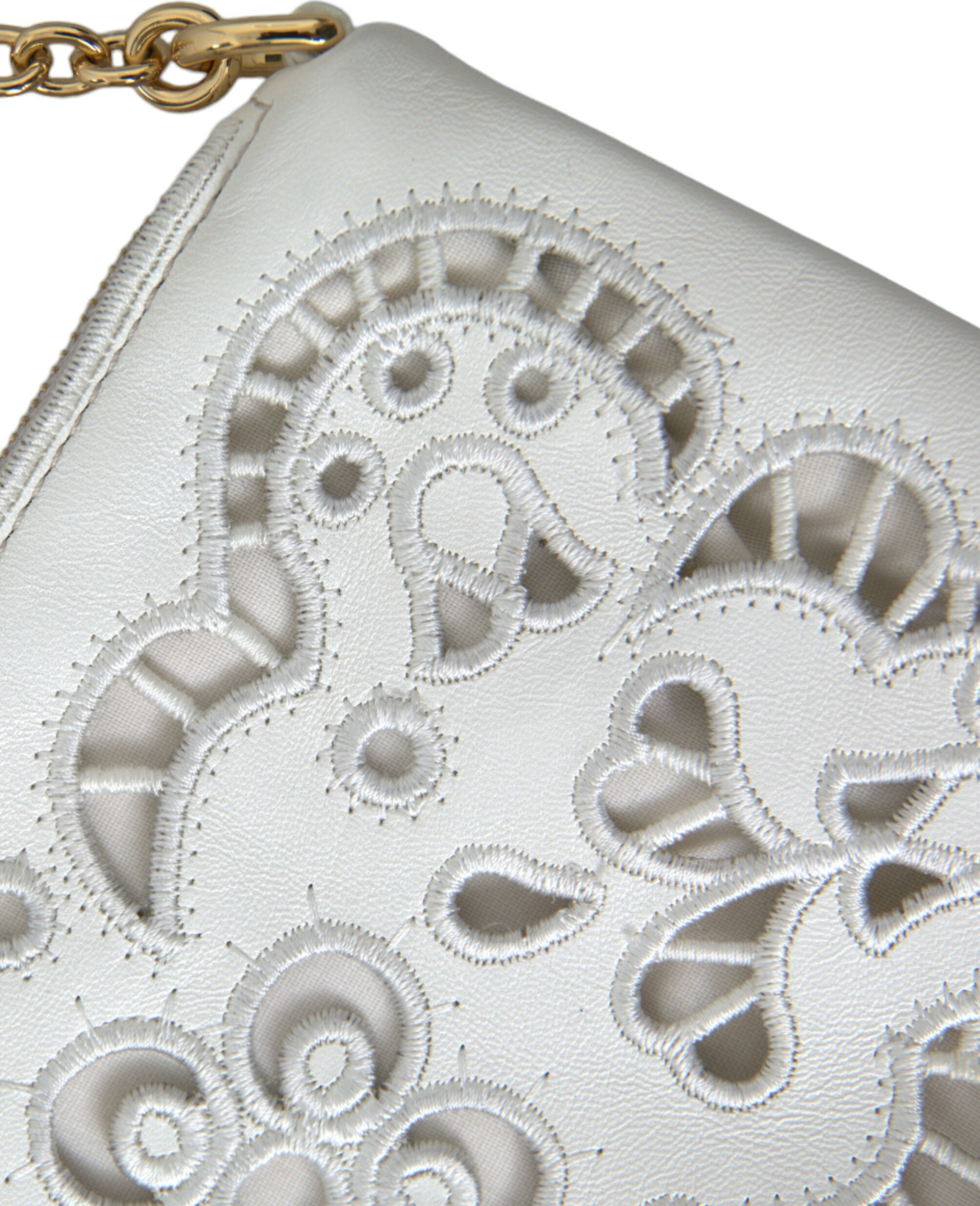 Clutch Dolce & Gabbana Embroidered Floral Leather Clutch with Chain Strap