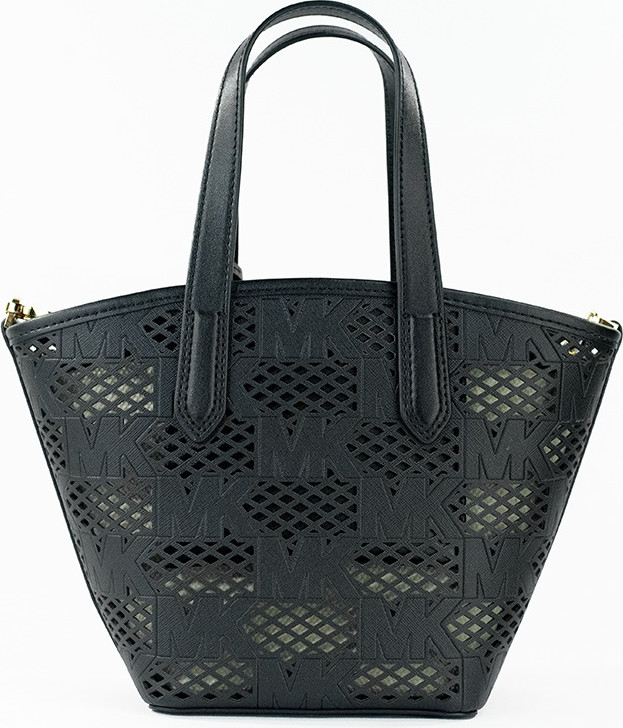 Michael Kors Small Black Leather 2-ta-1 Zip Tote Messenger Sumkasi