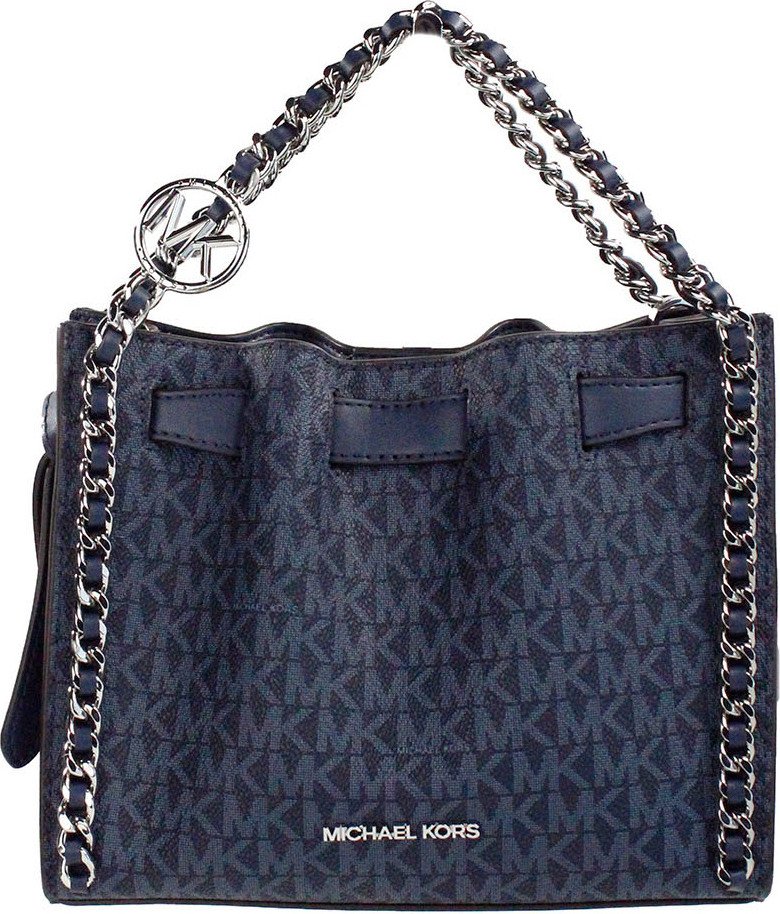 Сумка через плечо Michael Kors Mina Small Belted Navy Signature PVC с инкрустацией цепью