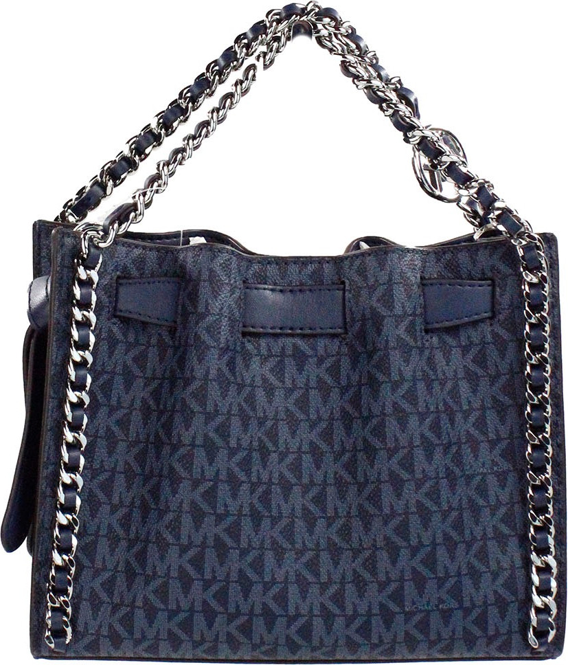 Сумка через плечо Michael Kors Mina Small Belted Navy Signature PVC с инкрустацией цепью