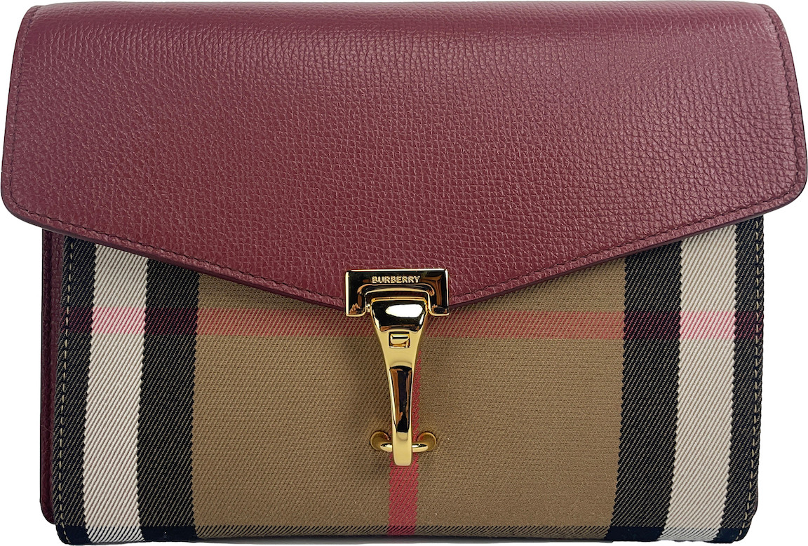 Crossbody Bag Burberry Macken Small Crimson House Check Leather