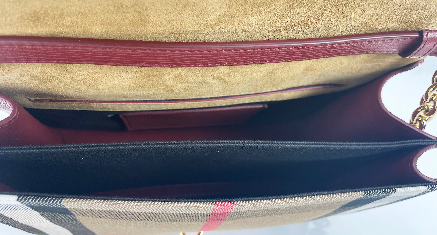 Crossbody Bag Burberry Macken Small Crimson House Check Leather